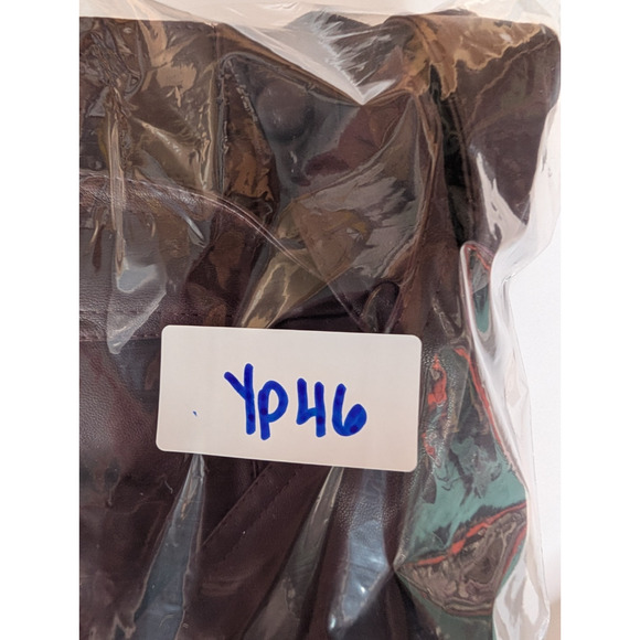 Bishop & Young Burgundy Vegan Leather Mini Skirt Small Button Up Tie Waist Retro - Picture 11 of 11